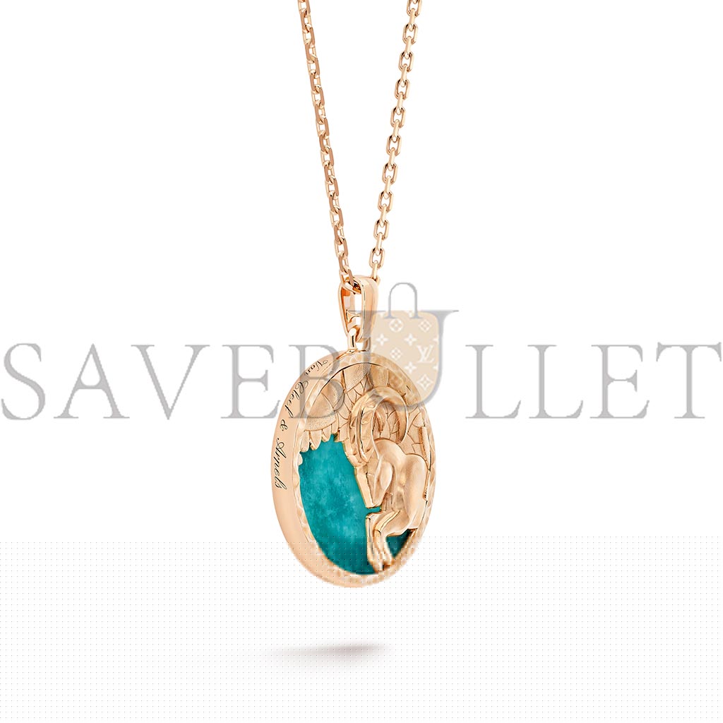 V*N CL*F arpels zodiaque long necklace capricorni (capricorn) - rose gold, amazonite  vcarp9r900
